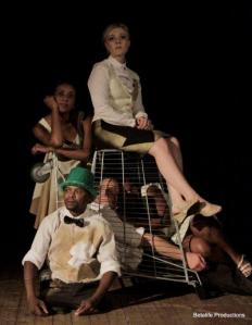 Zama Sonjica, front, Grace Babalwa Nosilela and Henk Opperman, inside trolley, and Bronwyn Reddy and Bianca de Klerk, back (Pic by Betalife Productions).
